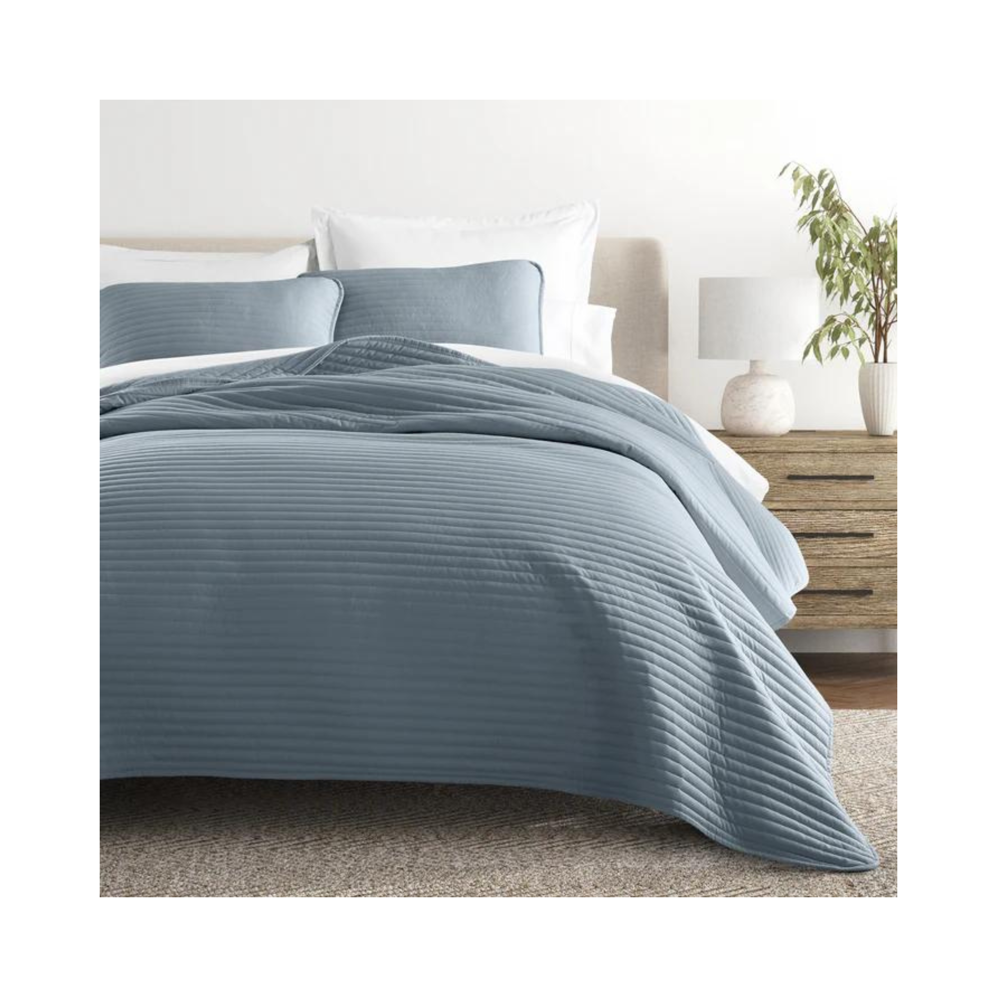 Dusk Blue Stripe Stitch Quilt