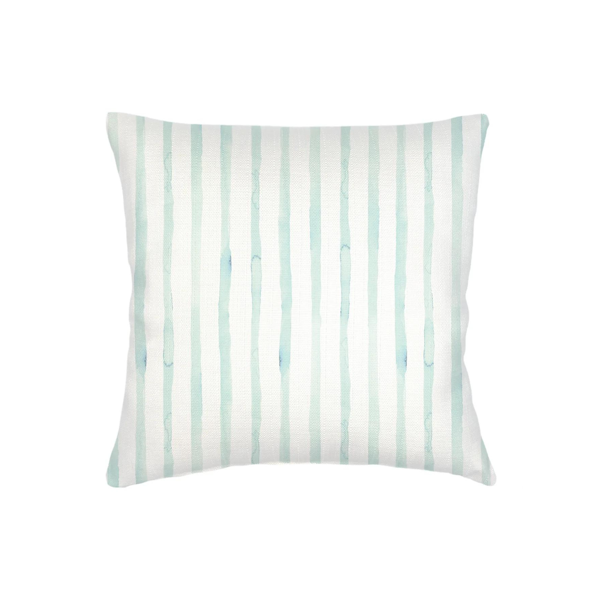 Riviera Aqua Striped Linen Pillow