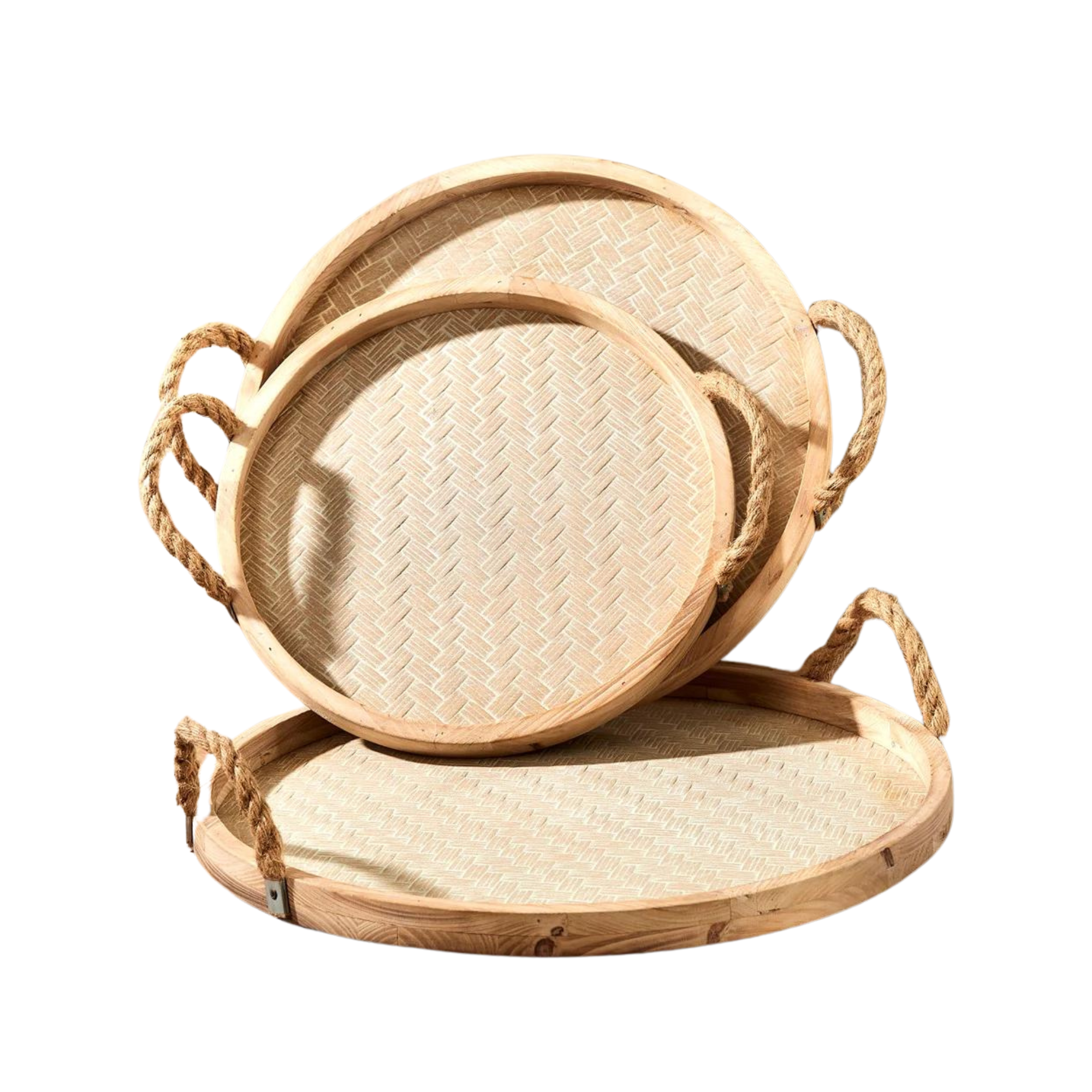 Round Hemp Handle Tray