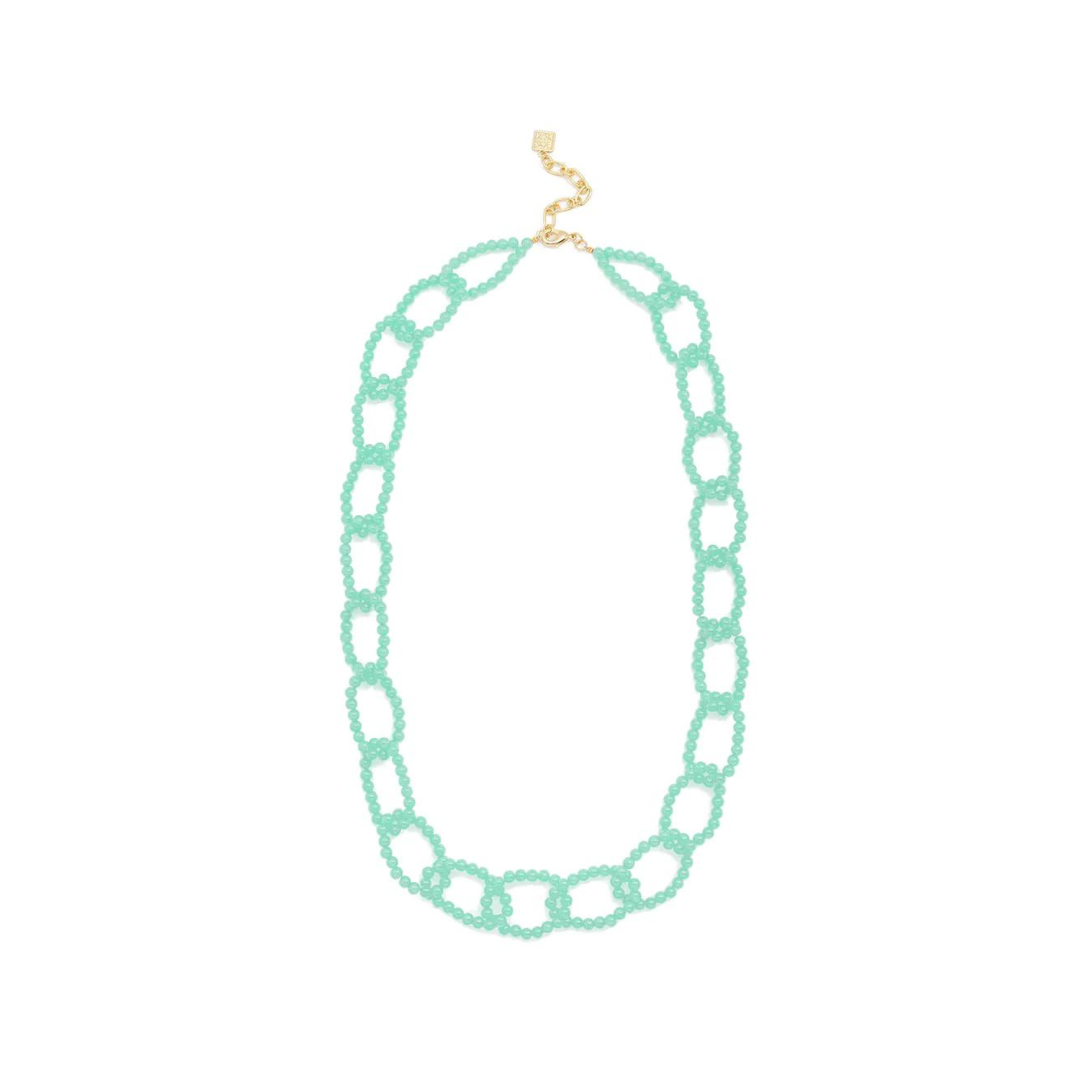 Glass Beaded Link Long Necklace