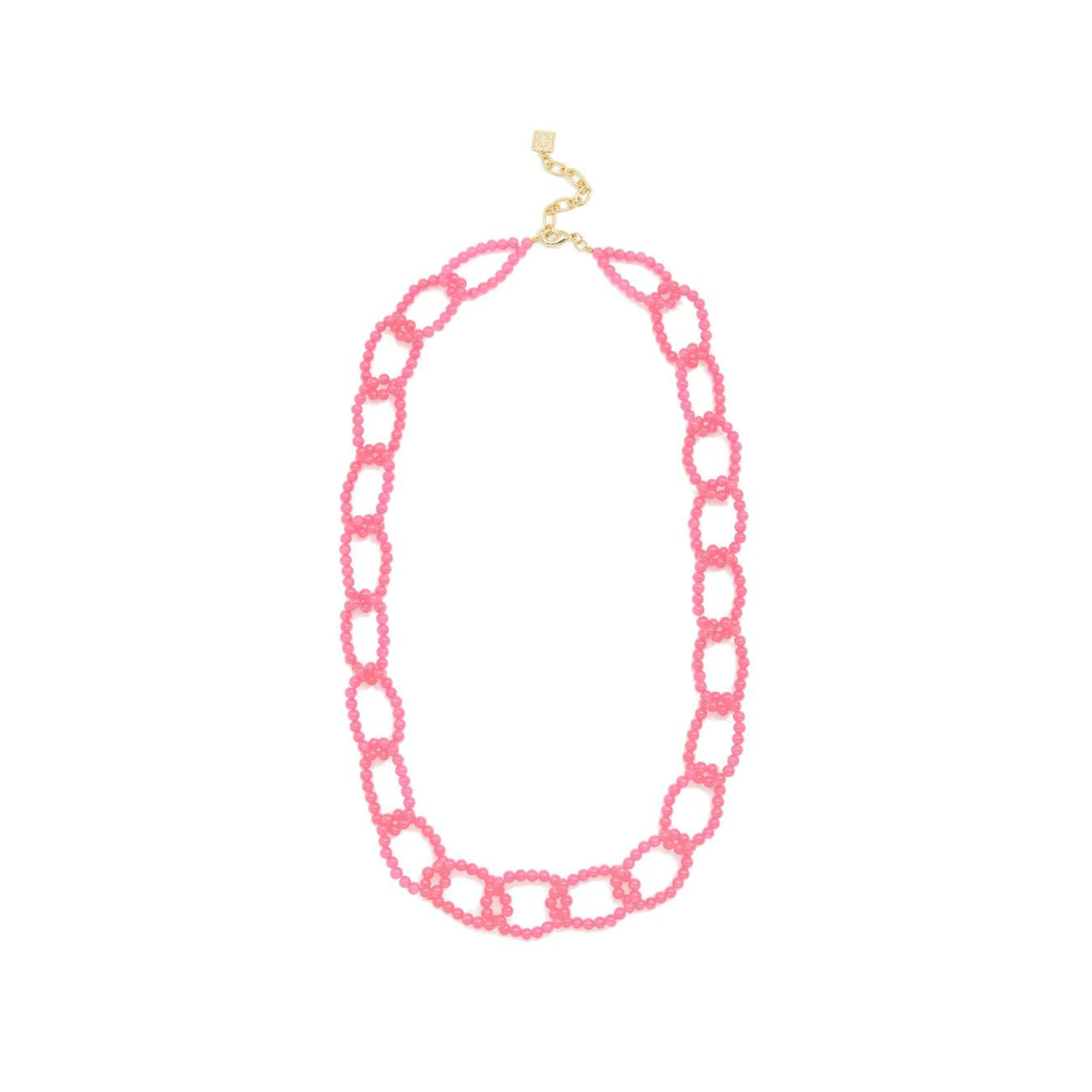 Glass Beaded Link Long Necklace