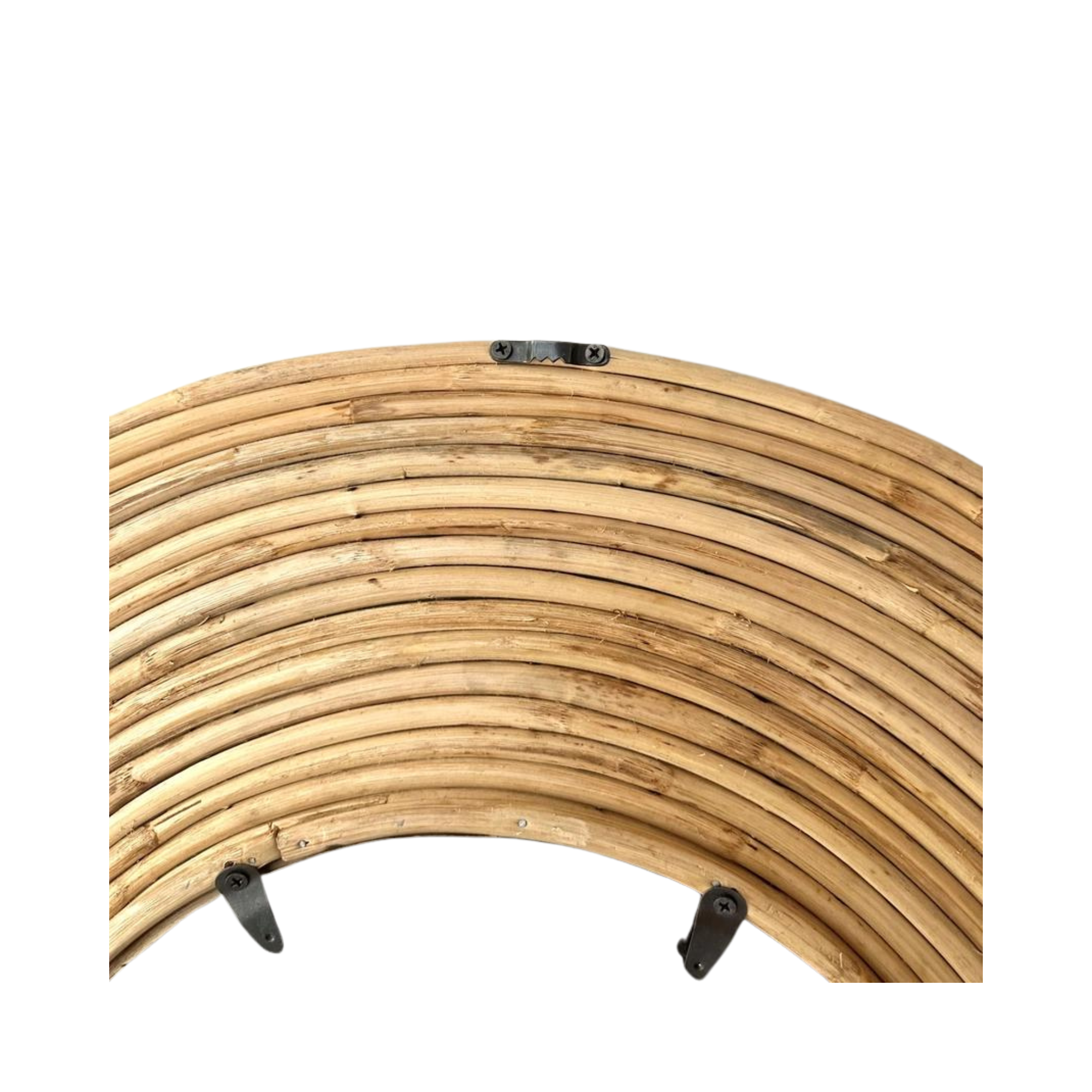 Round Beige Bamboo Mirror