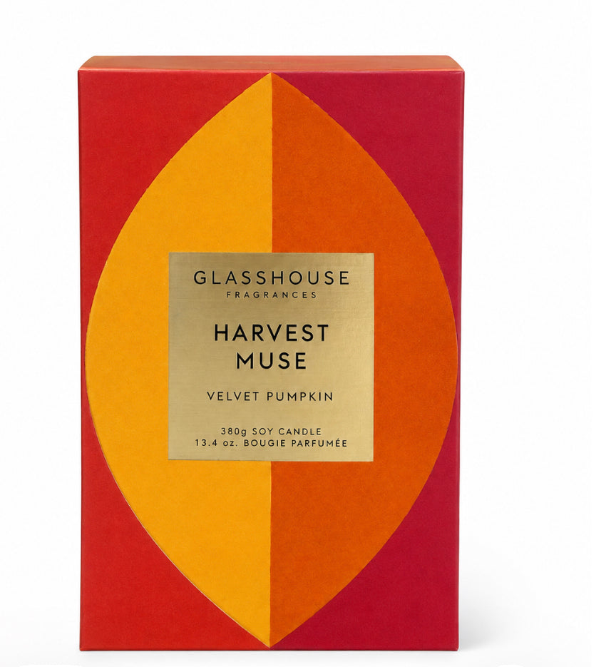 GlassHouse Candle-Harvest Muse. Velvet Pumpkin