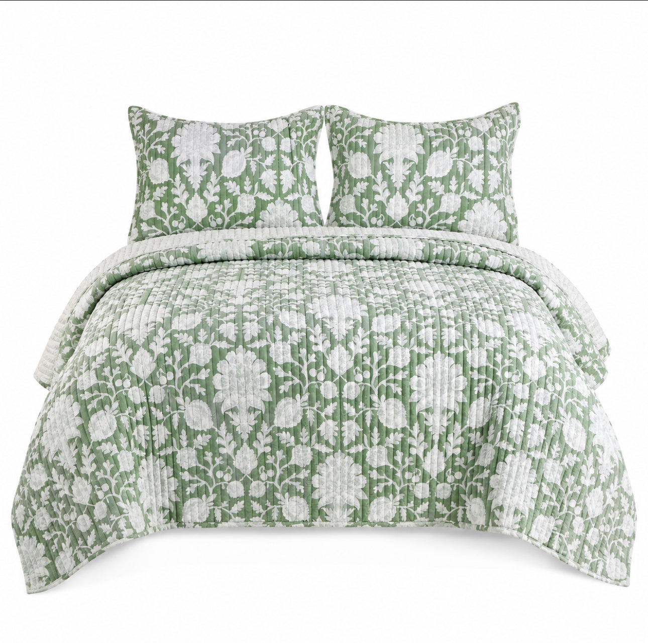 Evelyn Jacobean Floral Rayon-QUILT SET (2 shams + quilt)