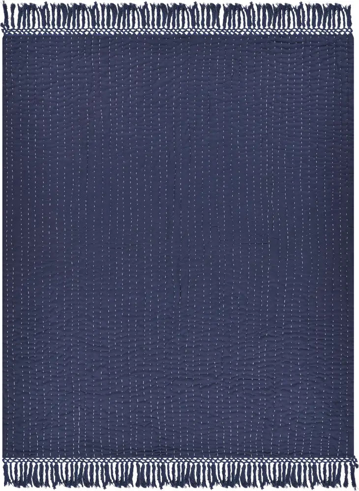 Navy Stitch Throw Blanket