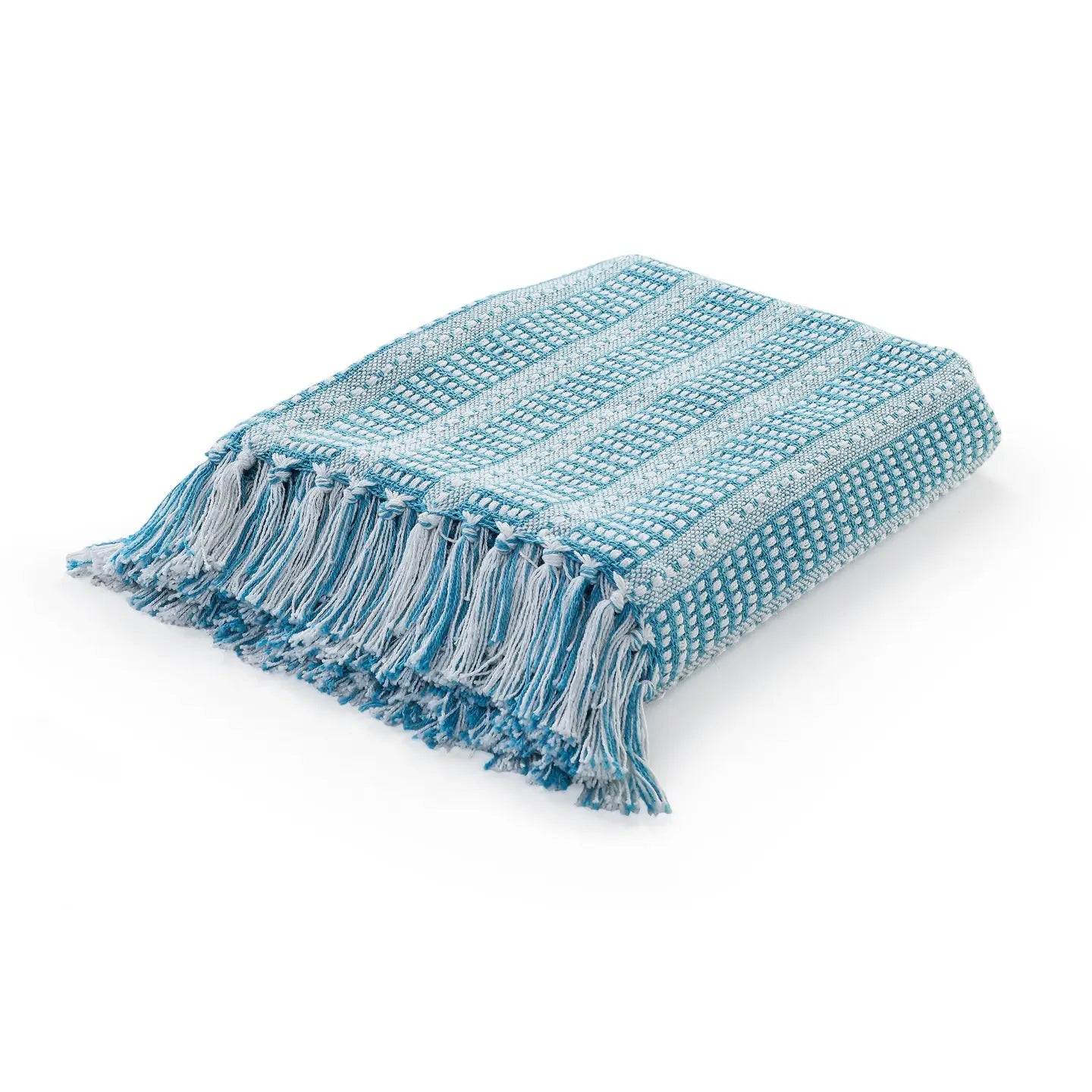Maui Blue Ridgeline Striped Throw Blanket with Fringe
