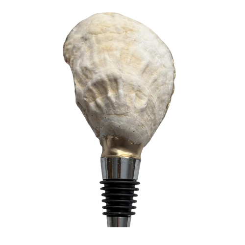 Natural Oyster Shell Wine Stopper - Gold Rim