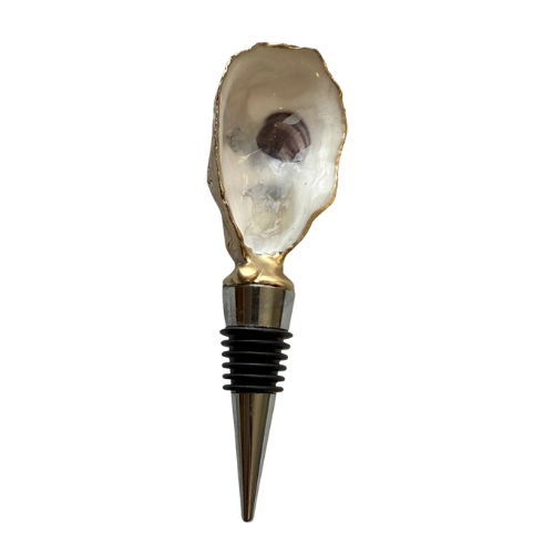 Natural Oyster Shell Wine Stopper - Gold Rim