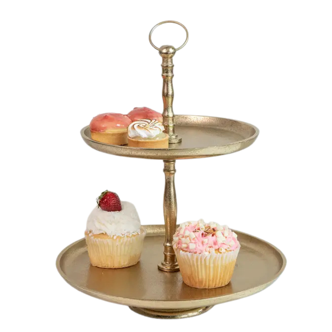 Gold Textured 2-tier stands