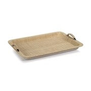 Airelles Raffia and Chambray Tray