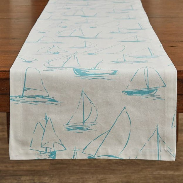 Sailboats Table Runner Sky 54" L