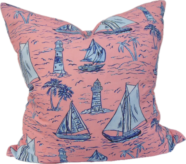 Pink Sailboat Throw Pillow