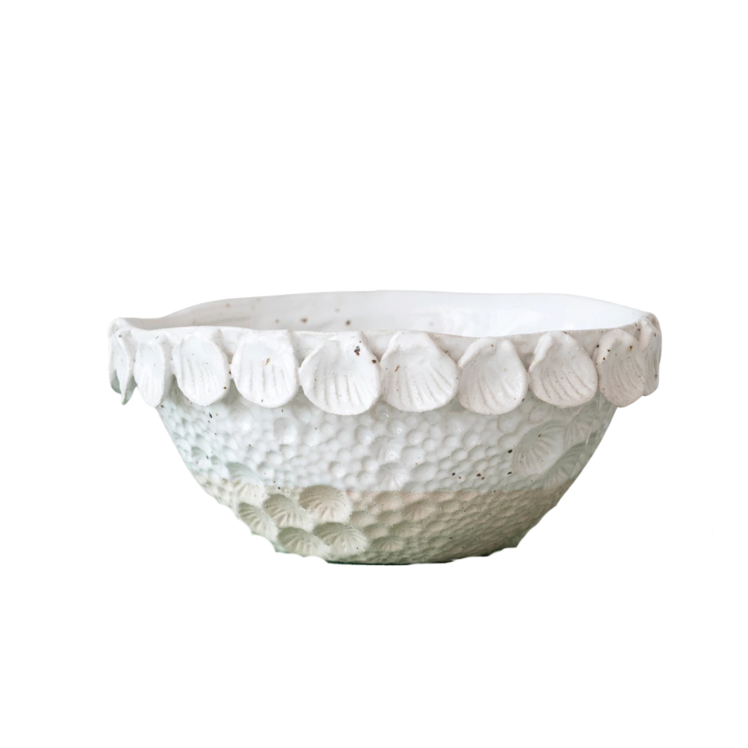Stoneware Embossed Shell Bowl