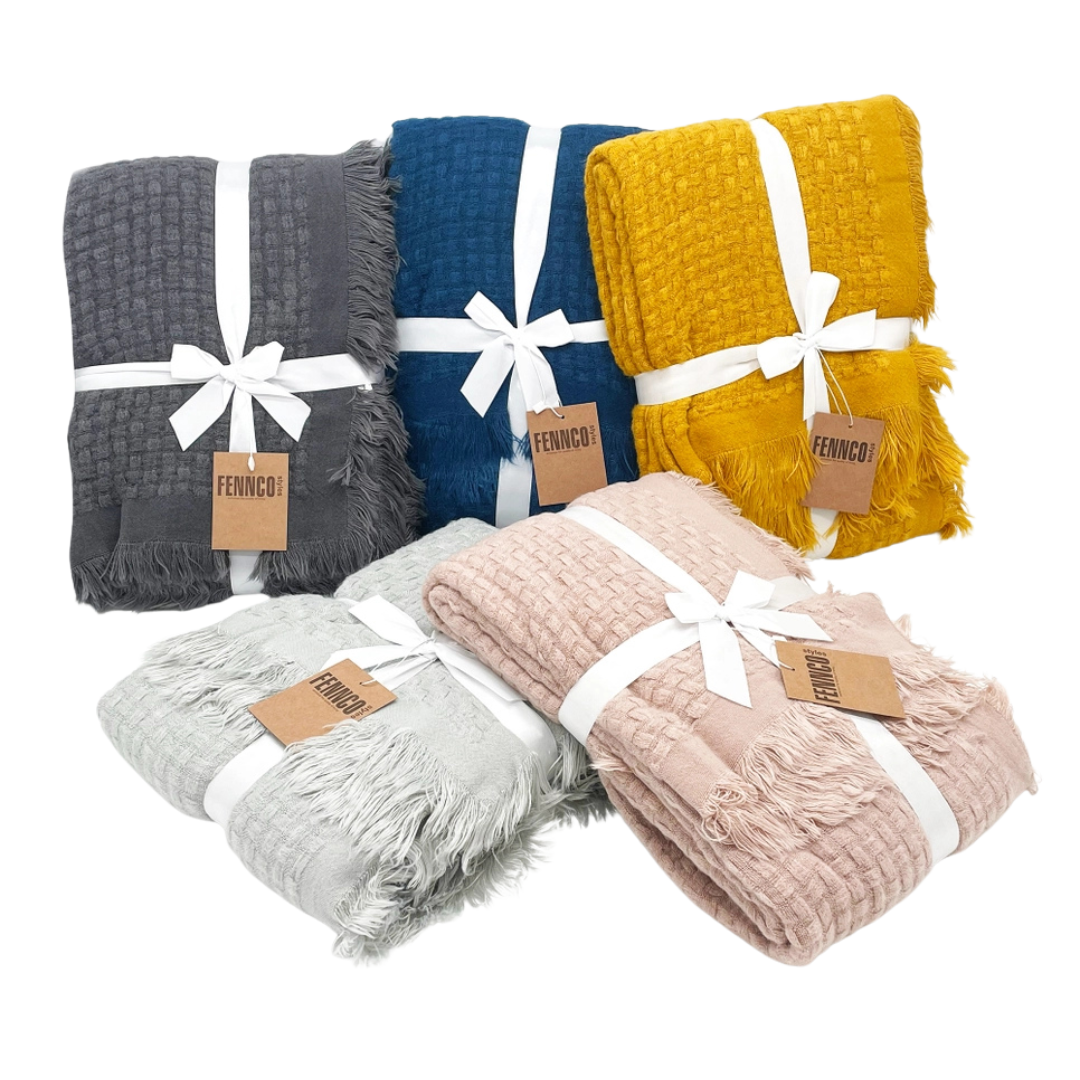 Waffle Weave Throw Blankets