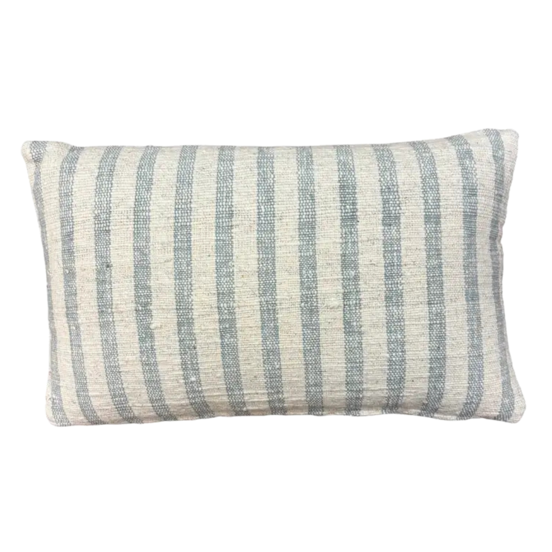 Blue Stripe Cotton Lumbar Pillow