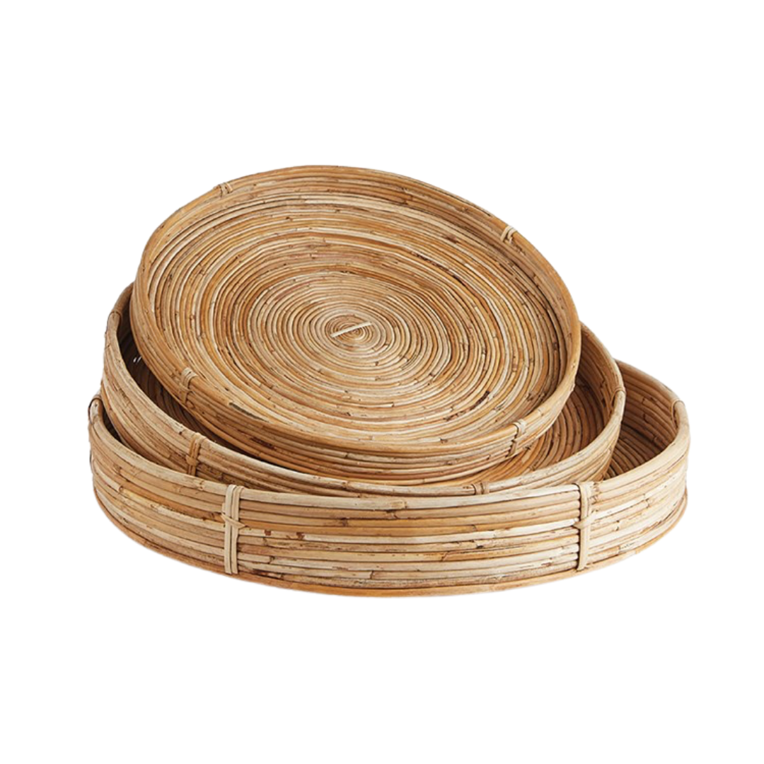 Round Cane Rattan Trays