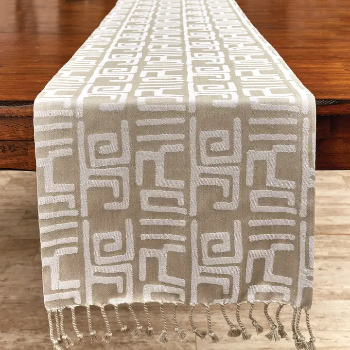 Brown Jacquard Print Table Runner 72"