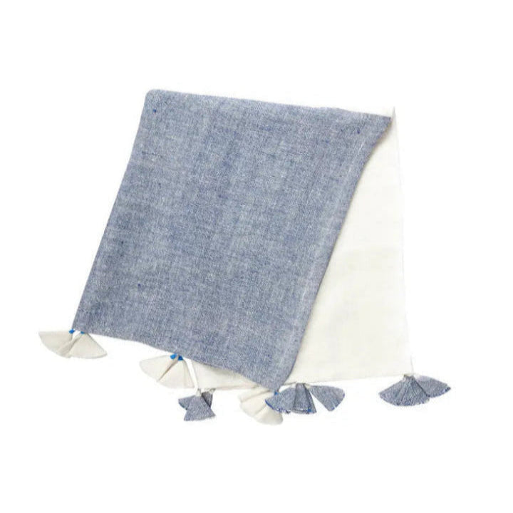 Chambray Colorblocked Linen Throw Blanket