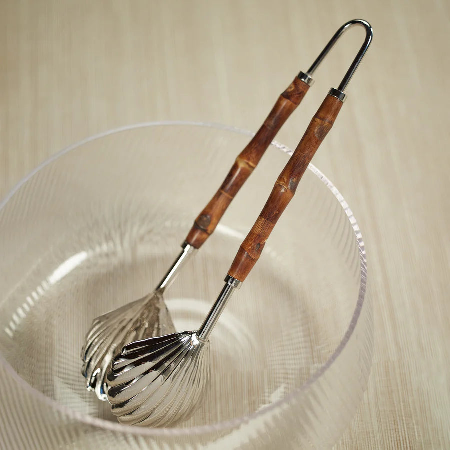 Bamboo + Nickel Serving Tongs