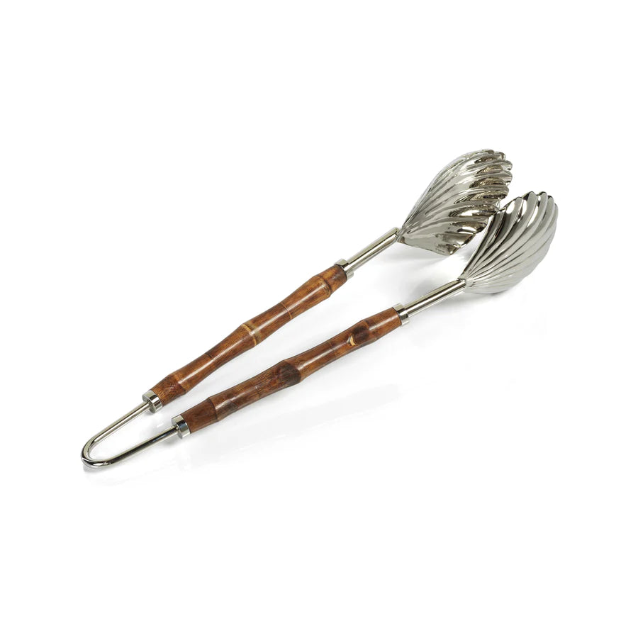 Bamboo + Nickel Serving Tongs