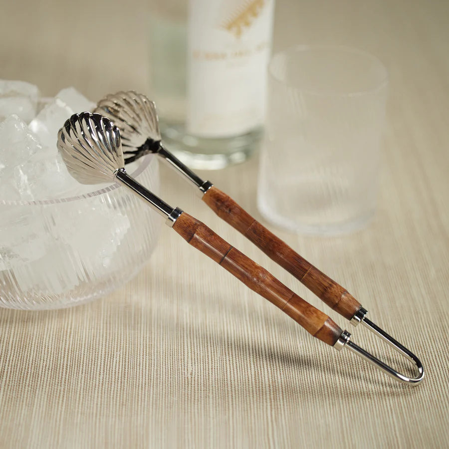 Bamboo + Nickel Serving Tongs