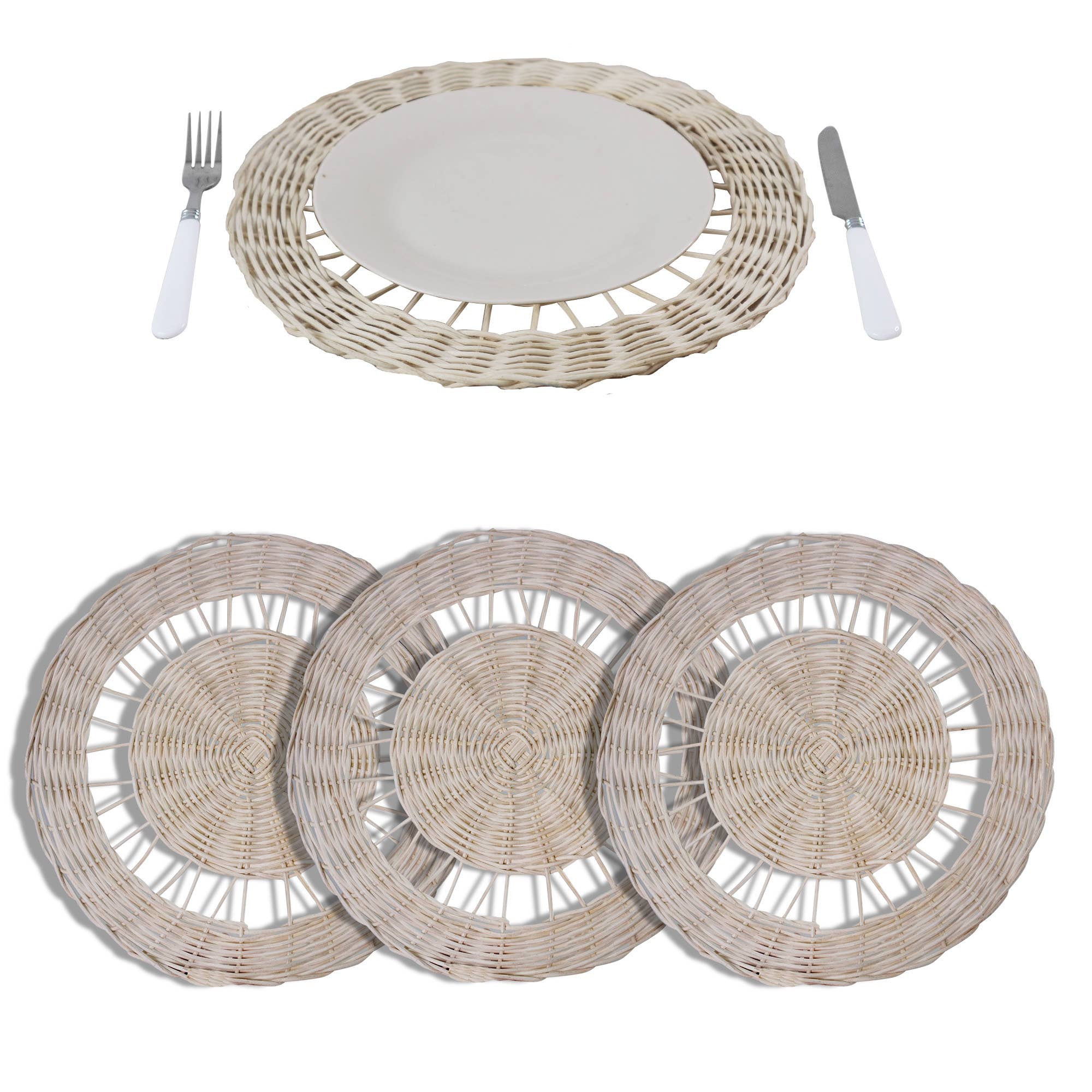 Wicker Charger Plates S/4