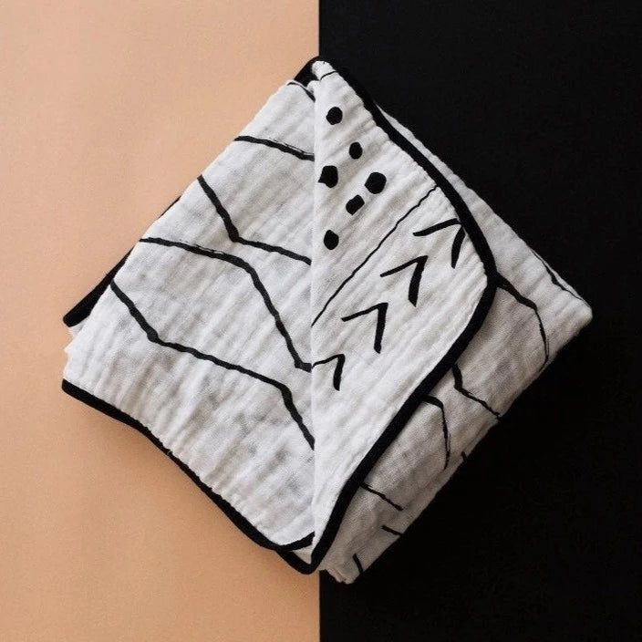 Organic reversible Mud Cloth Blanket