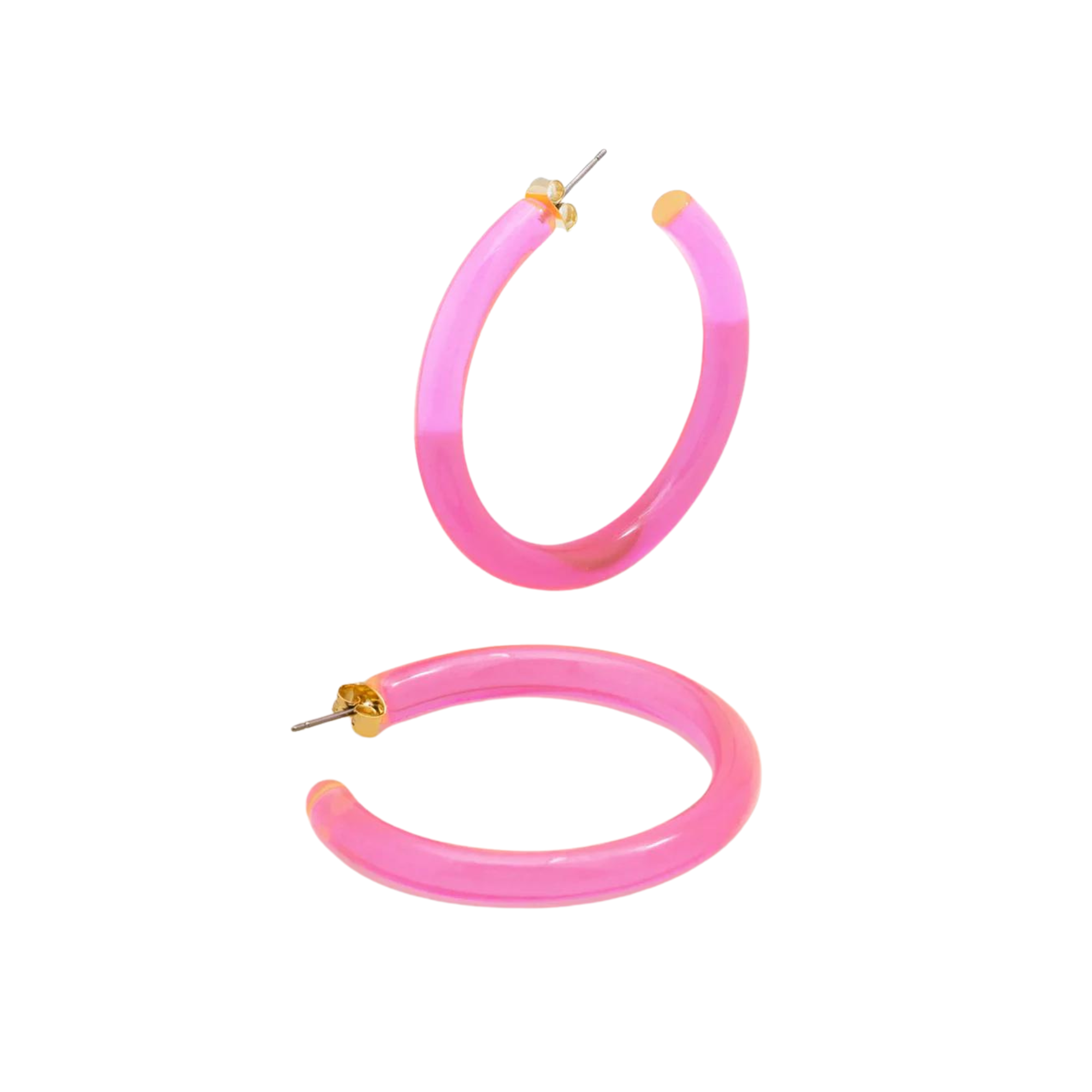 Neon Pink Lucite Hoops