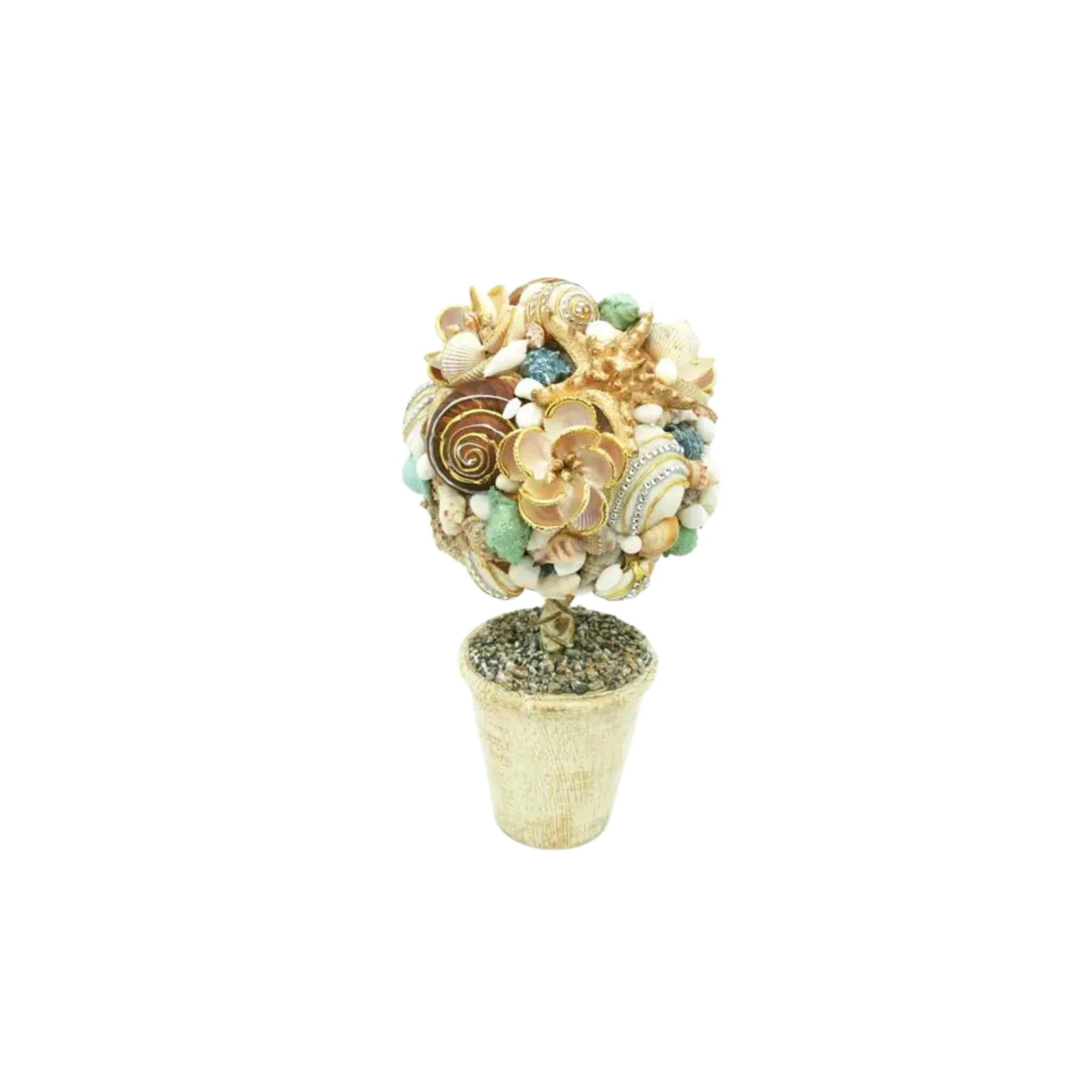 Blue Jeweled Seashell Topiary