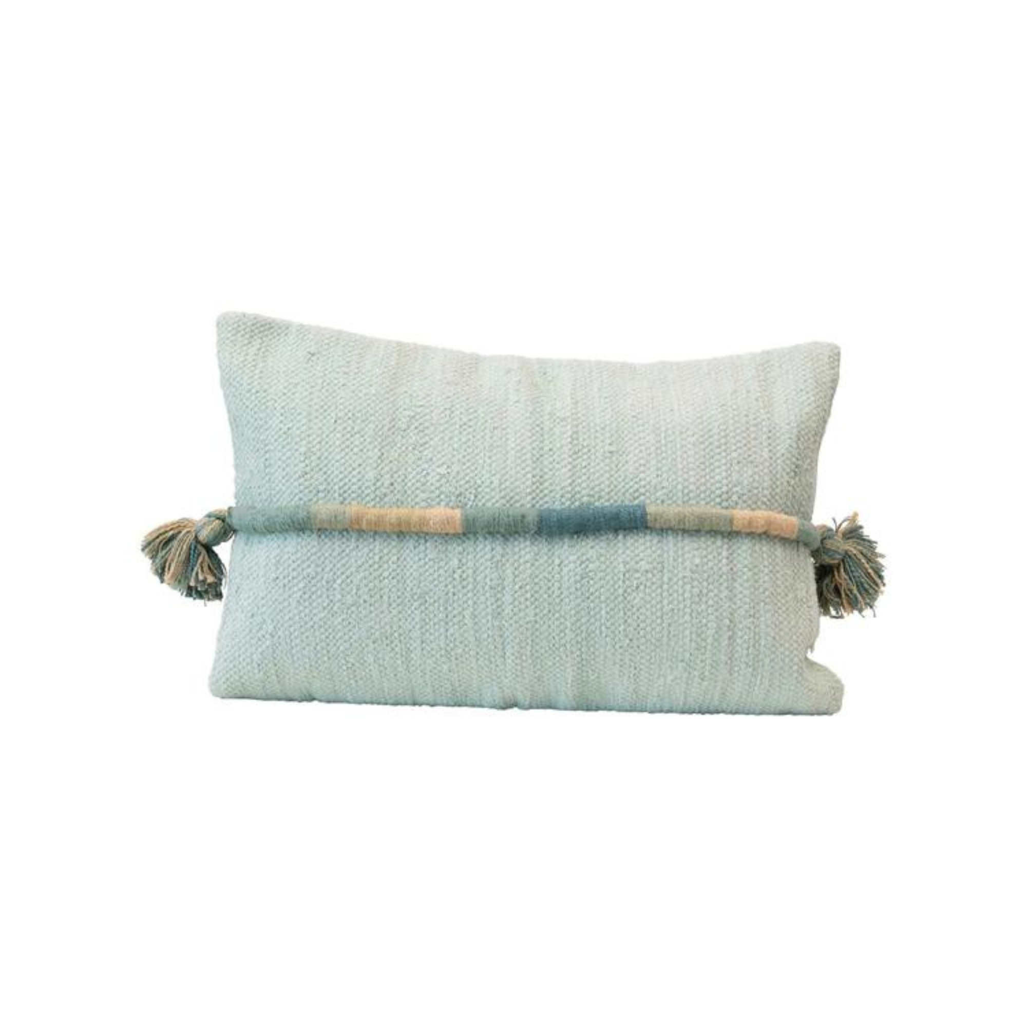 Aqua Tassles Lumbar Pillow