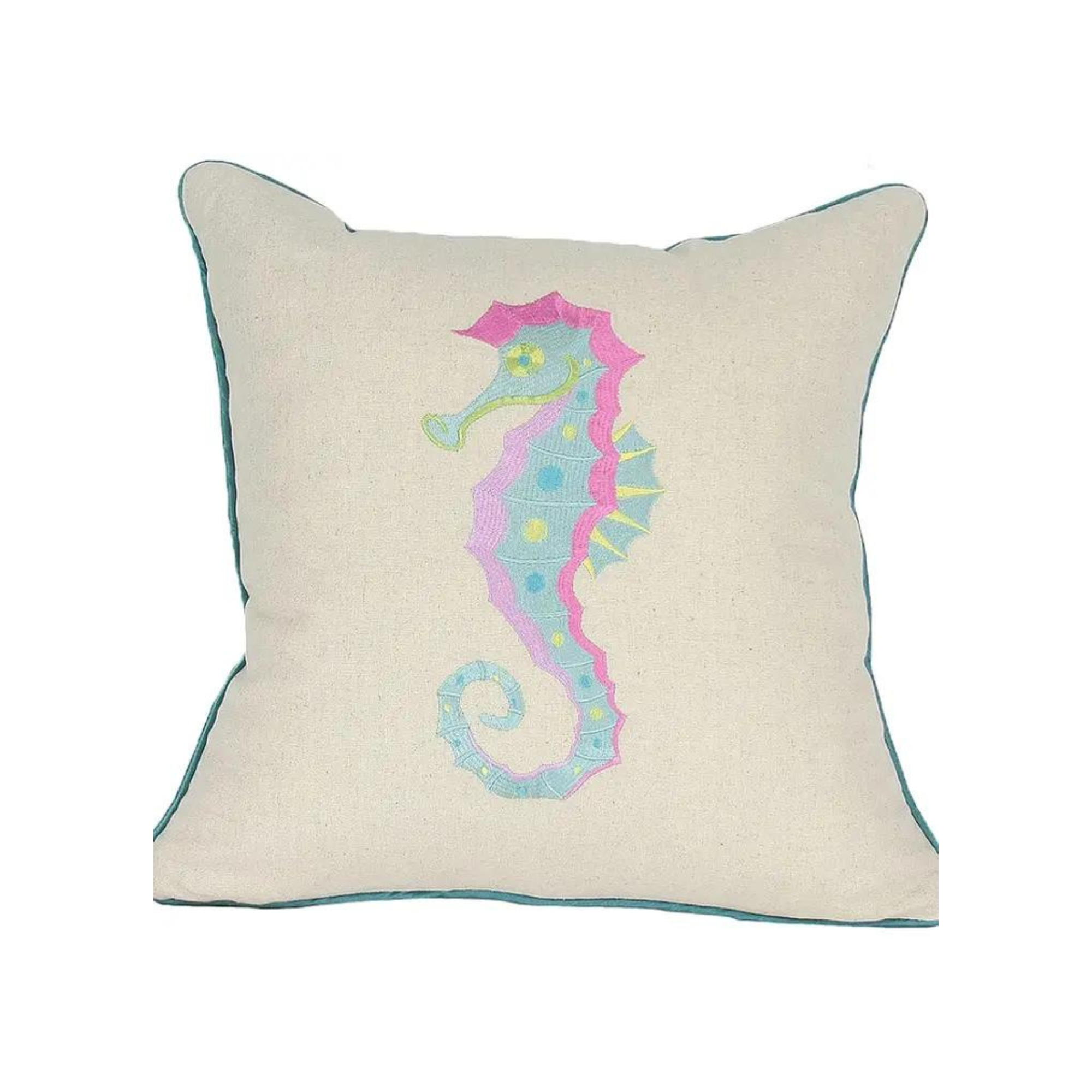 Embroidered Seahorse Throw Pillow