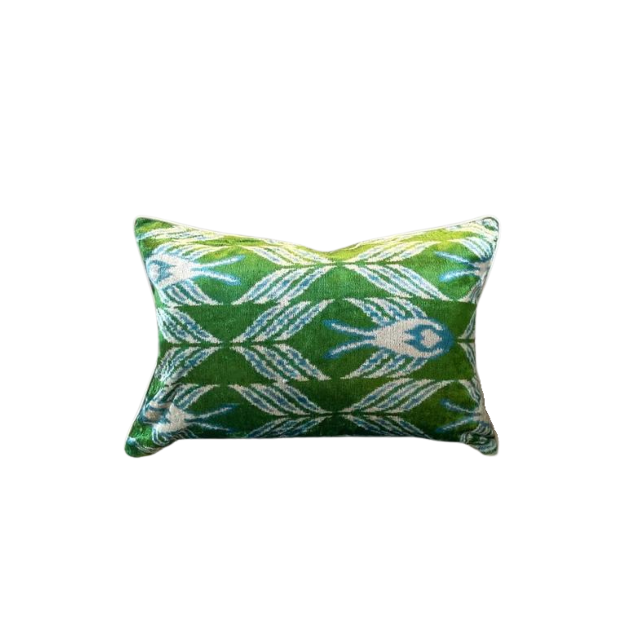 Velvet Ikat Green Planet Lumbar Pillow