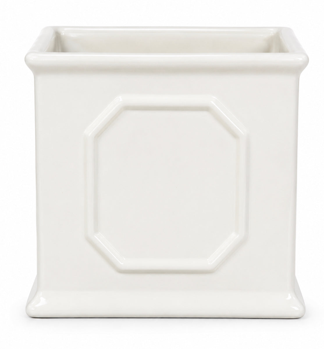 Chinoiserie- inspired  Square Cachet pot/ Planter with Raised Architectural Relief