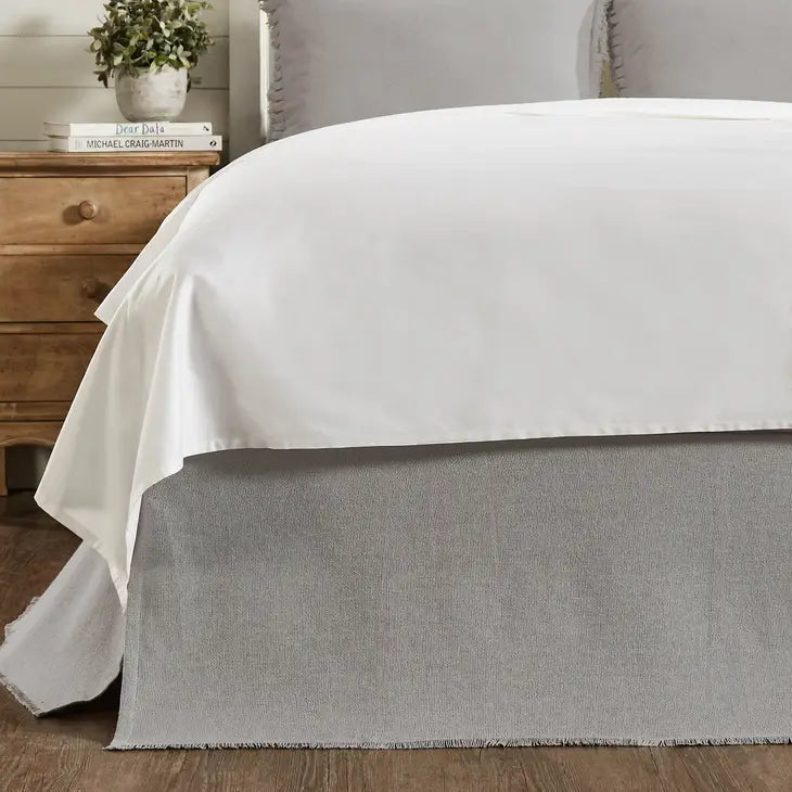 Dove Grey Burlap Queen Bedskirt