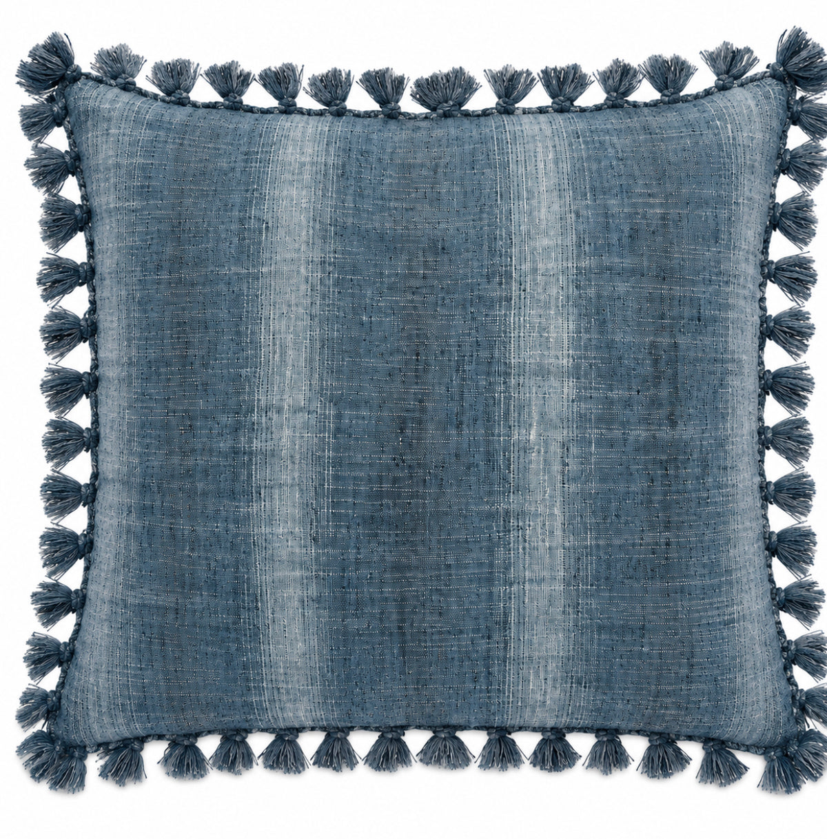 Ombre Blue Tassle Throw Pillow, 22" x 22"