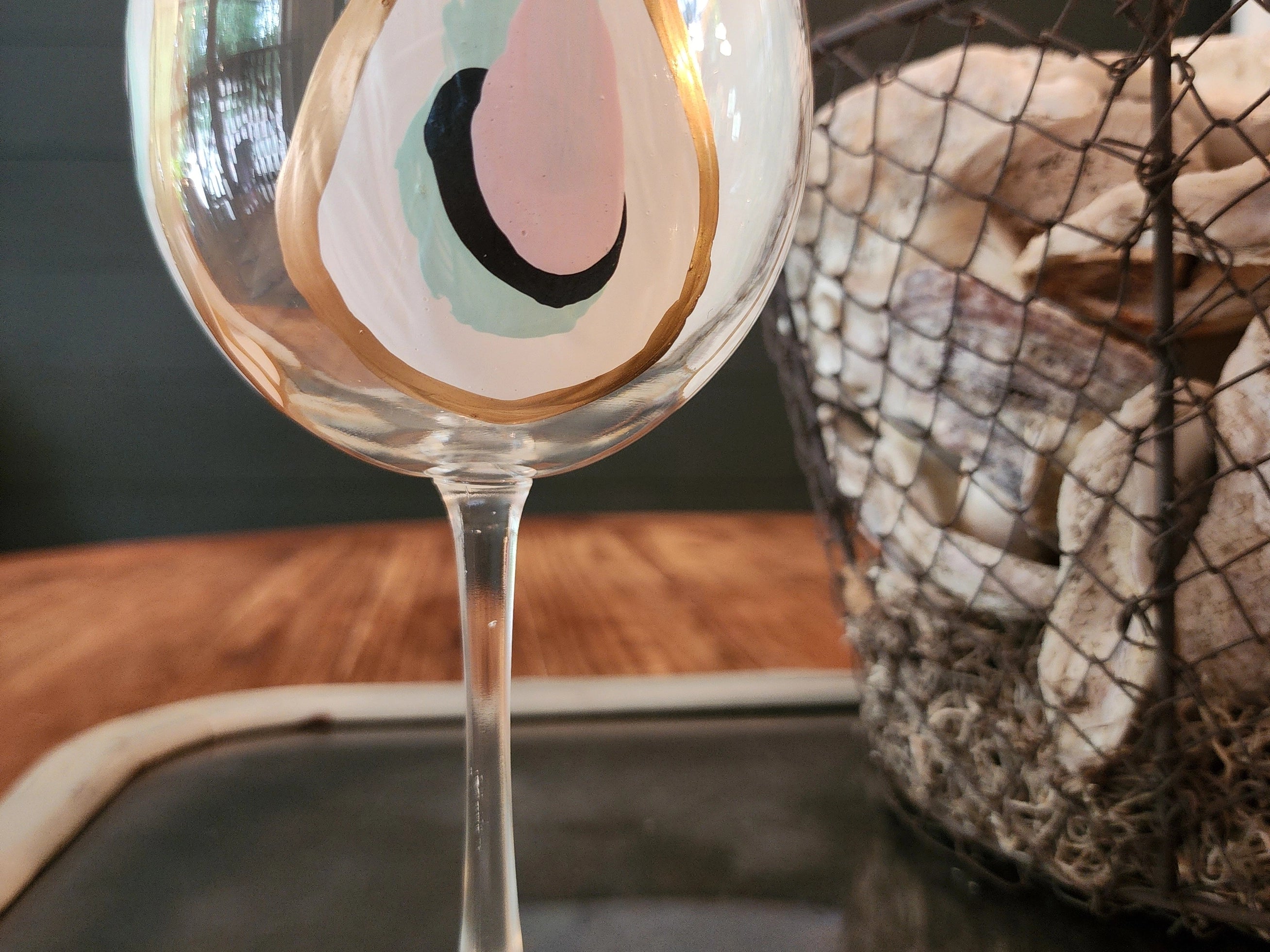 Hand Painted Oyster Glassware