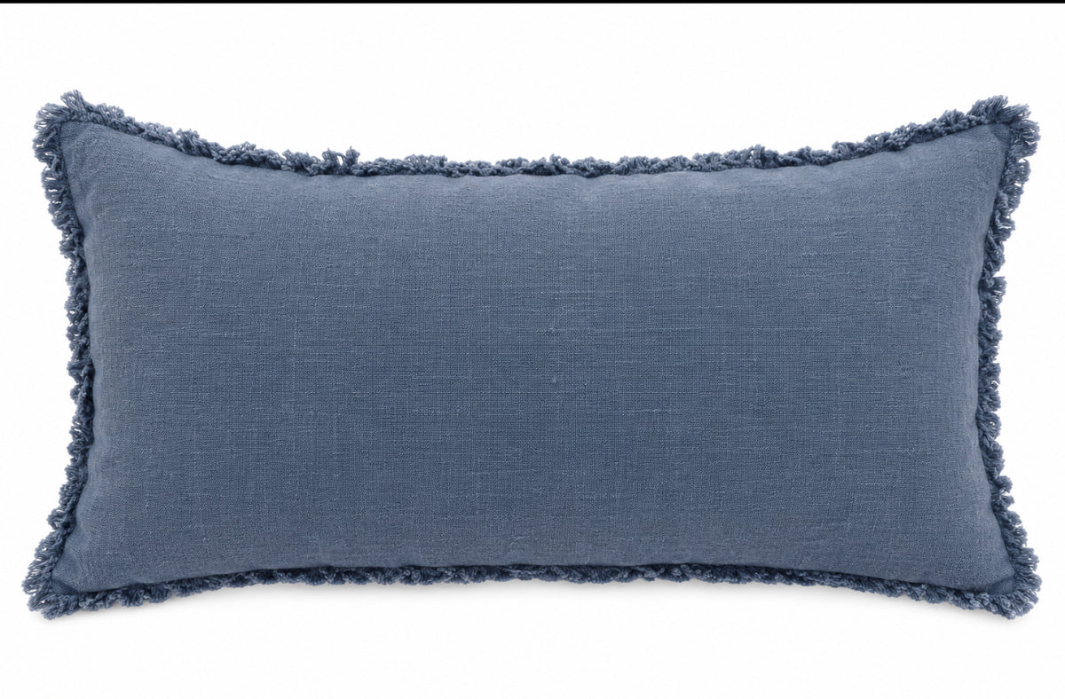 Decorative Lumbar Pillow  Coastal Smoky Chambray Blue