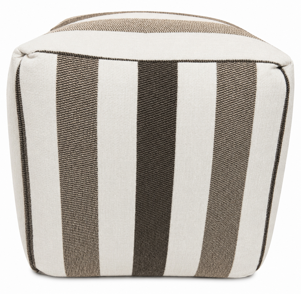 Multi Striped upholstered square floor pouf