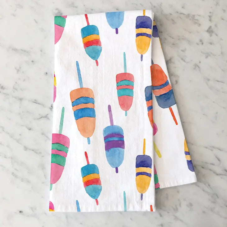 Colorful Buoys Tea Towel