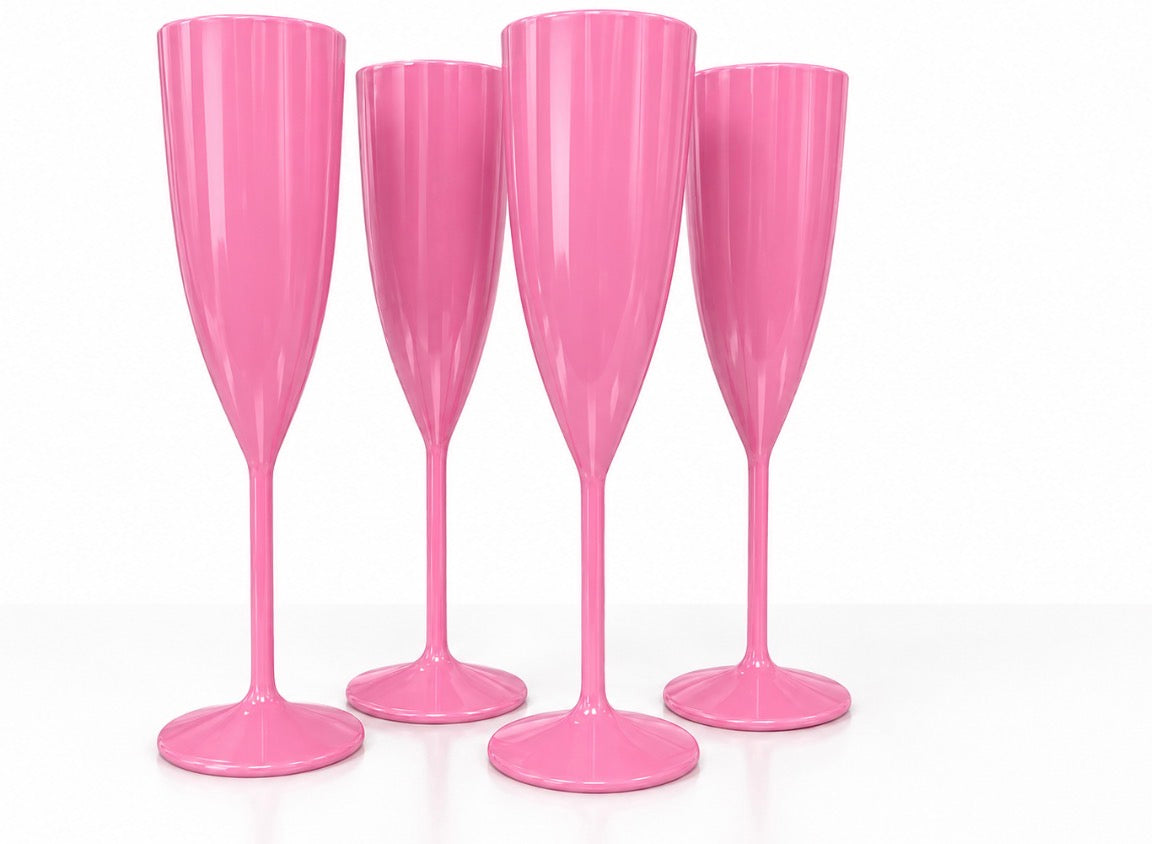 Garden Party Acrylic Scalloped Champagne Flutes (SET OF 4) SUMNER EDIT  (Bubblegum Pink)