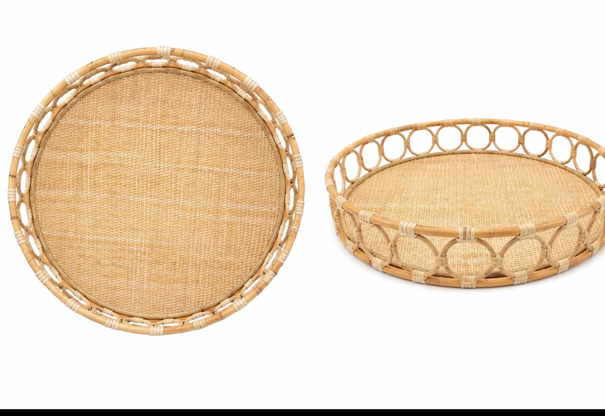 Handwoven Natural Rattan  Decorative Tray