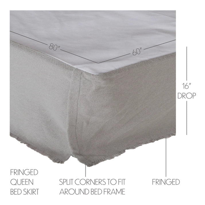 Dove Grey Burlap Queen Bedskirt