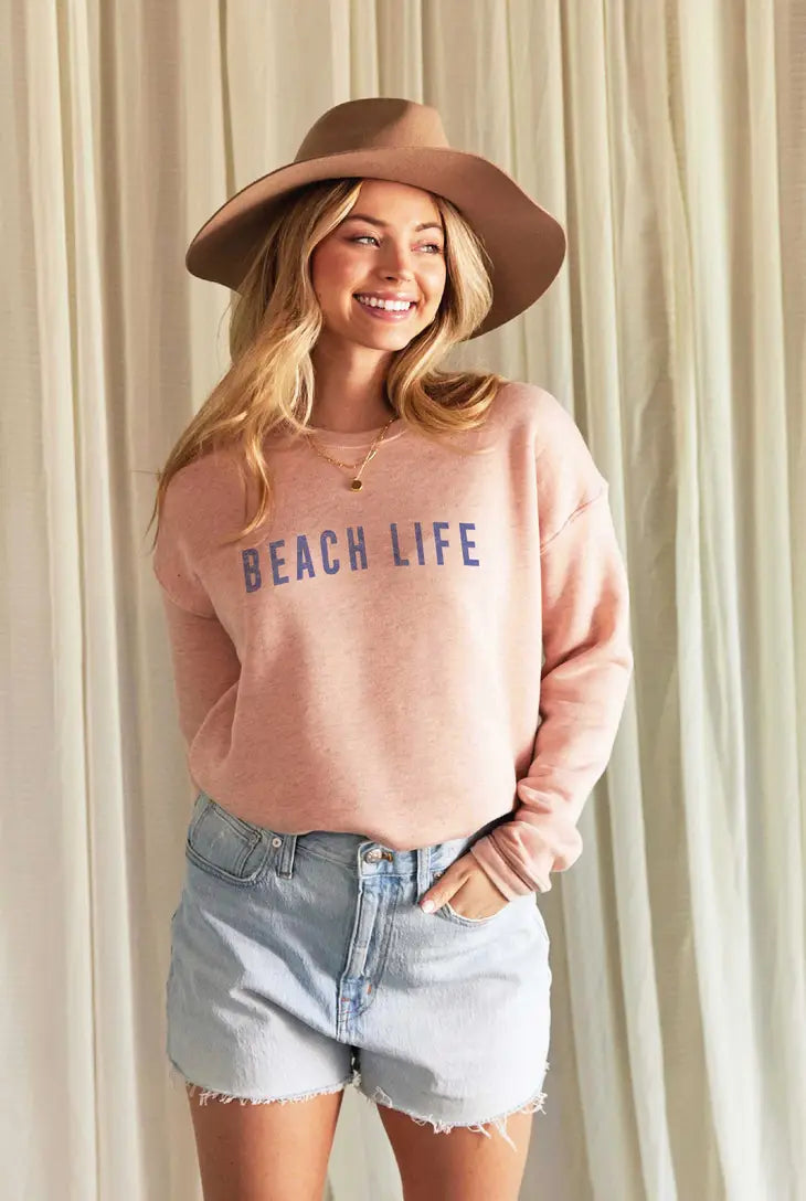 Beach Life Graphic Sweatshirt Southern Palms Furniture Decor