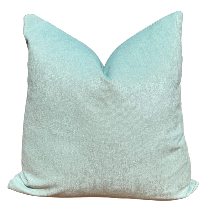 Spa Blue Velvet square pillow