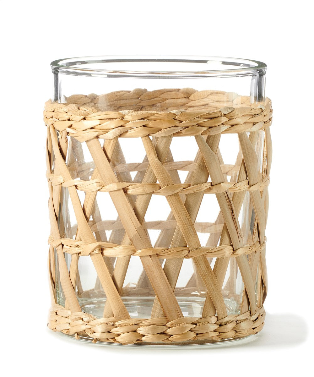 Glass With Straw Votive Holder