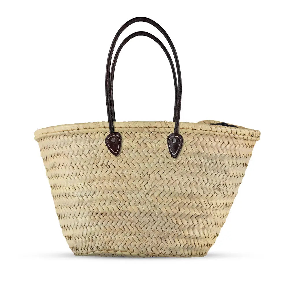 French Market Basket with Vegan Leather Handle