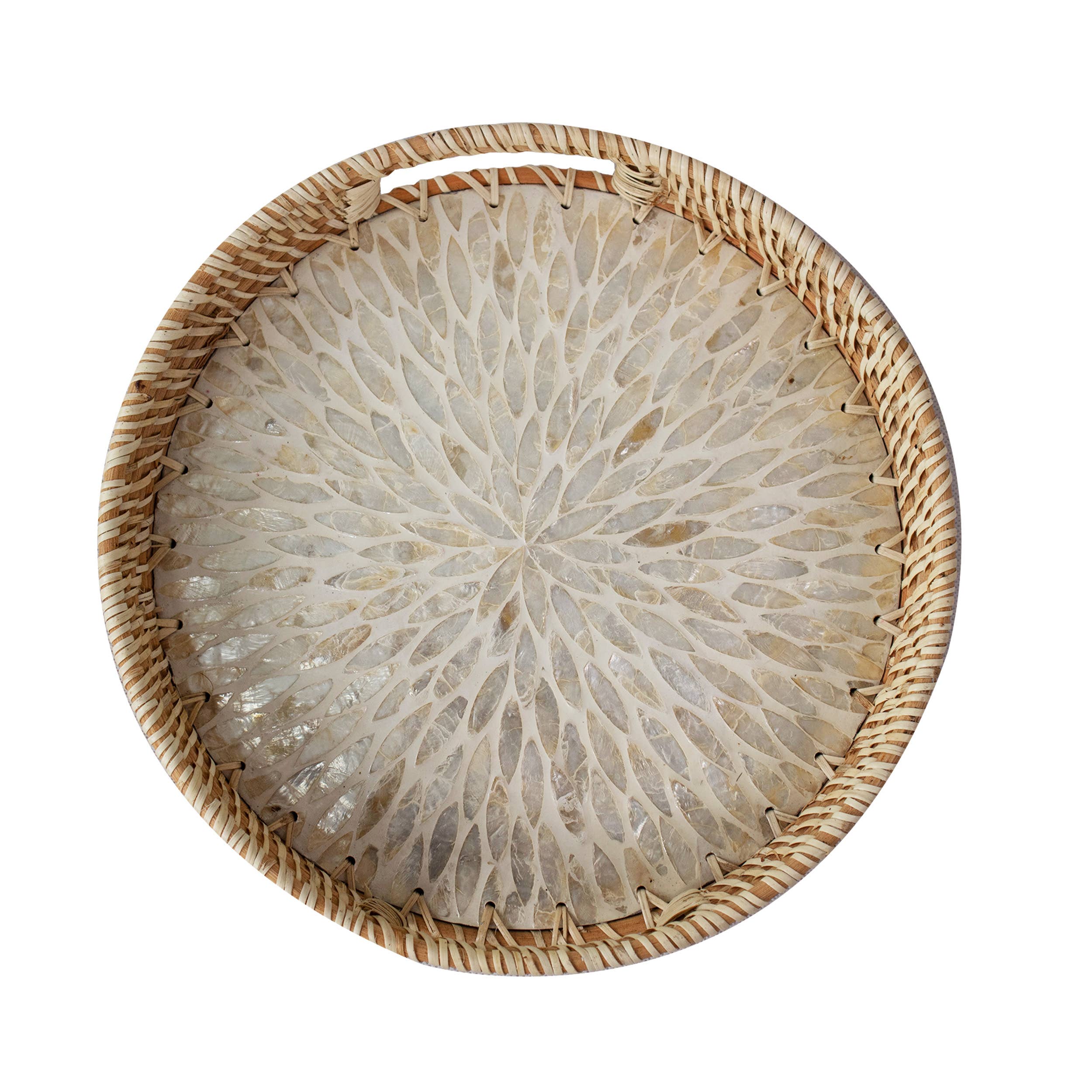Round Rattan Tray With Inlay